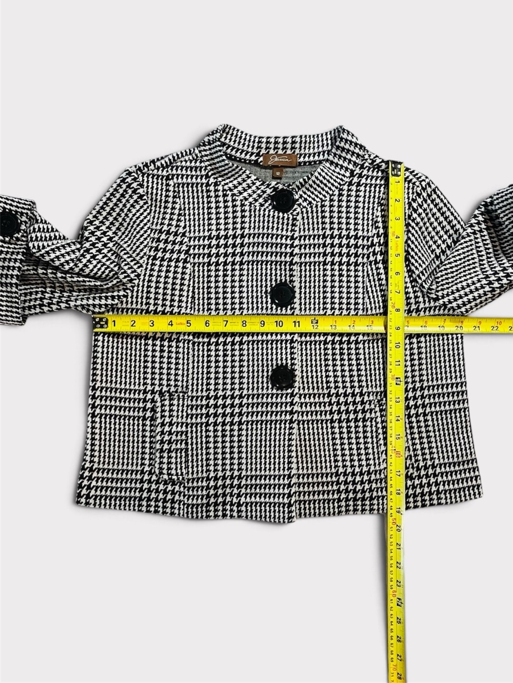 Y2K Vintage Jessica Houndstooth Plaid Cropped Jacket Size 12 Made in Canada - Picture 11 of 13